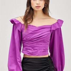 DO+BE Vibrant Purple Off-Shoulder Blouse